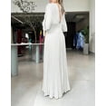 thumbnail image 4 of CHICME Dresses for Women Pleated Deep V-Neck Batwing Sleeve Backless Tied High Waist Slim Zipper Maxi Dress White-S, 4 of 8