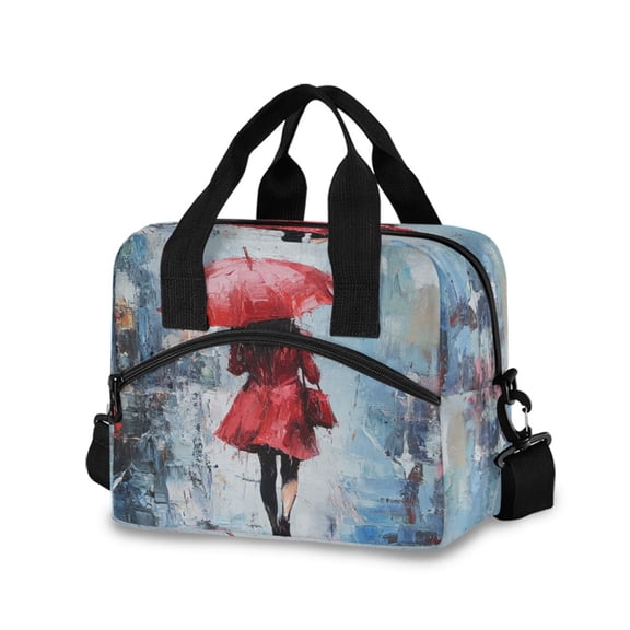 Lunch Bag Portable Crossbody Meal Bag Cooler Bag Insulated Lunch Bag Food Bag Handheld & Crossbody Design Cool Umbrella Woman
