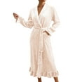 thumbnail image 3 of Gifts for Mom Cotton Robes for Women Fuzzy Women's Nightgowns & Sleepshirts Oversize Length Women's Sleepwear House Womens Robe Beige, 3 of 9
