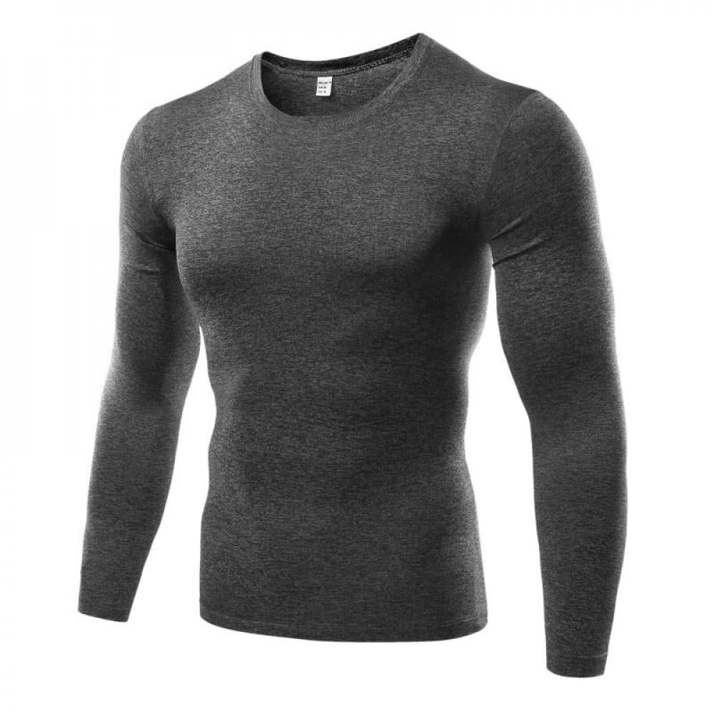 Men's Compression Tops Dri fit Long Sleeve Tights Under Base Layer Gym T-shirts 