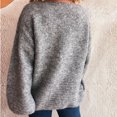 thumbnail image 5 of Women's Solid Color Casual Loose Knit Sweater Round Neck Long Sleeved Pullover for Fall Winter Everyday Essentials,Gray,L, 5 of 5