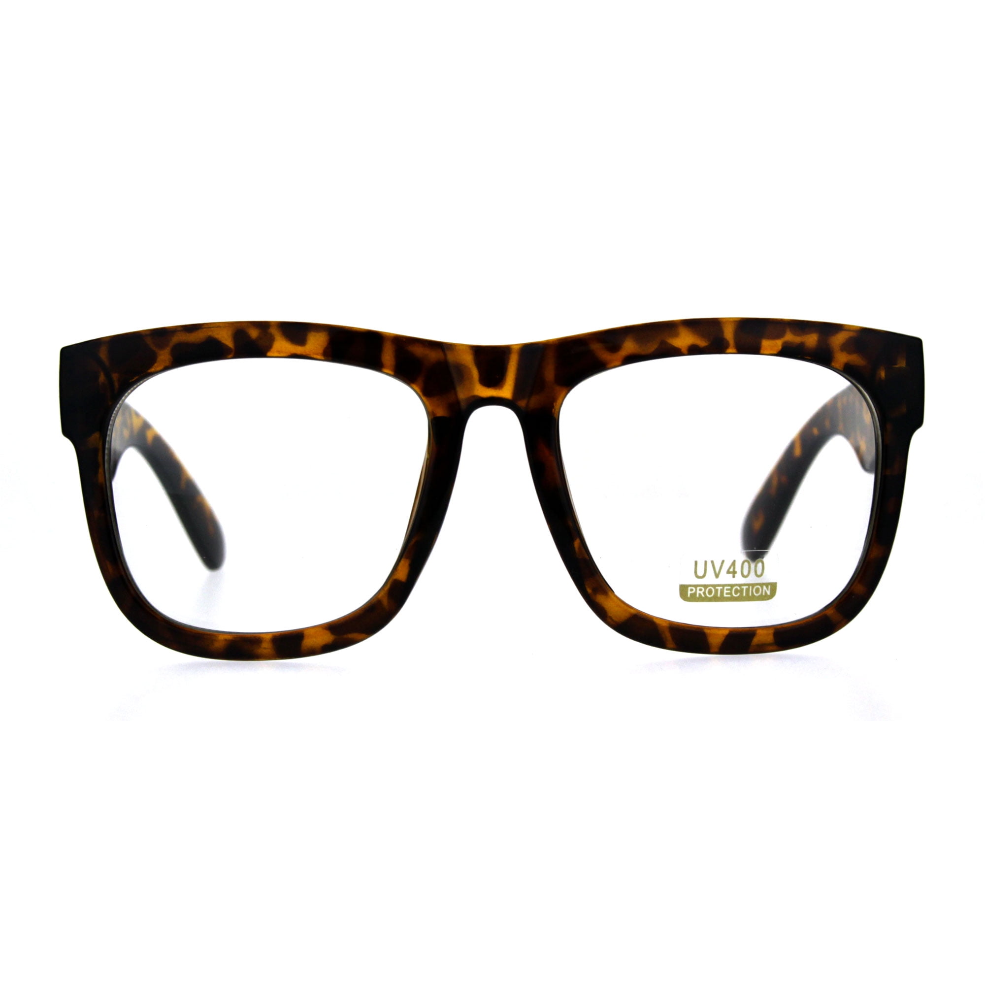 Mens Thick Plastic Horn Rim Rectangular Geek Eye Glasses Tortoise 