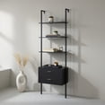thumbnail image 3 of Demi Bonn 6-Tier Ladder Bookcase, 2 Drawers, Metal Frame, Raised Legs, Home Office Organizer, Black, 3 of 8