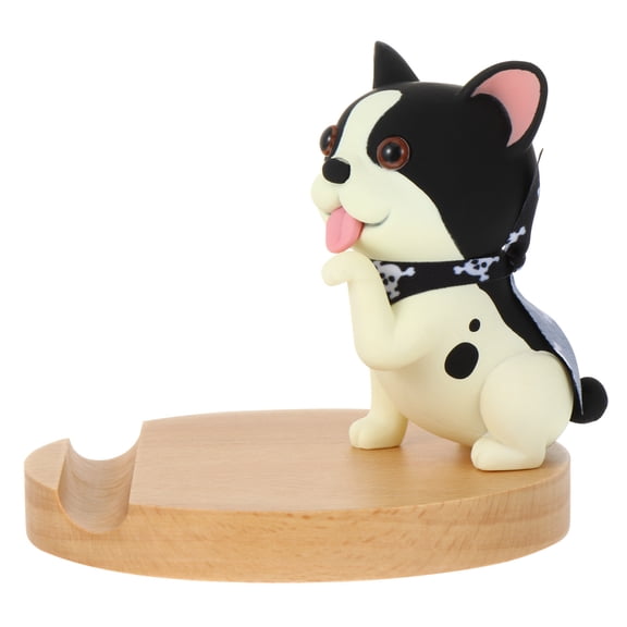 Worgeous 1Pc Cartoon Dog Phone Holder Lovely Wooden Cellphone Stand (Black White)