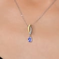 thumbnail image 3 of Gem Stone King 925 Silver and 10K Yellow Gold Blue Tanzanite and White Lab Grown Diamond Pendant Necklace for Women | 0.48 Cttw | Gemstone December Birthstone | Oval 6X4MM | With 18 inch Chain, 3 of 6