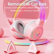 ONIKUMA Cat Ear Gaming Headset with Mic for PS5, Switch & PC, RGB Wired Gaming Headphones with Surround Sound