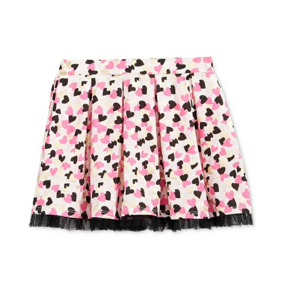 Epic Threads Jupes à Volants pour Tout-Petits et Petites Filles, Imprimé Cœur, Ivoire, Rose et Noir, 2T