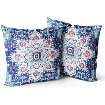 Ethnic Pattern Blue Boho Pillow Cover 20x20 Inch Set of 2 Southwest Farmhouse Double Sided Pillow Cover Home Decor Cotton Throw Soft Pillow Case Cushion Cover for Sofa Couch