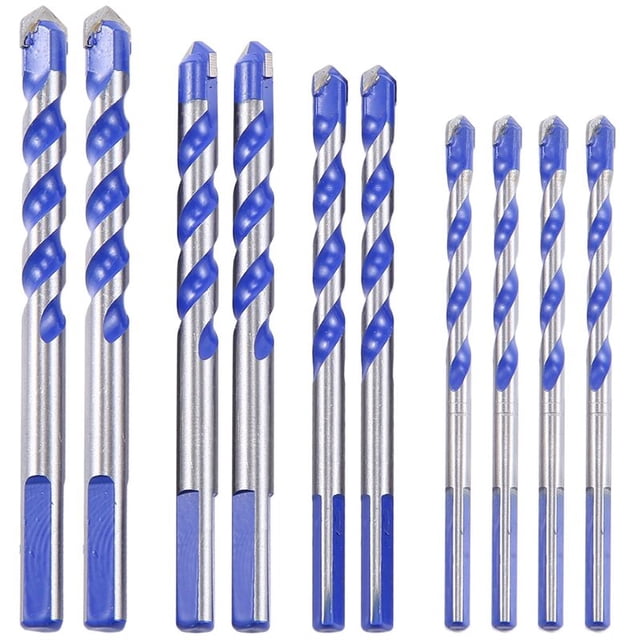 Juego de 10 piezas de brocas de carburo de tungsteno para mampostería para madera, metal, porcelana, acero, cerámica, baldosas, hormigón, ladrillo, plástico, madera (6 8 10 12 mm)
