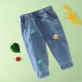 thumbnail image 4 of Toddler Girls Baggy Jeans High Elastic Waist Wide Leg Denim Pants Baby Cute Floral Baggy Pants Denim Joggers Streetwear, 4 of 8