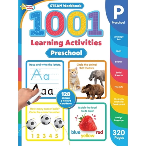 Pre-Owned Active Minds 1001 Preschool Learning Activities: A Steam Workbook (Paperback) 1642693391 9781642693393