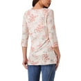 thumbnail image 3 of INSPIRE CHIC Women's Dressy Casual 3/4 Sleeve Floral Blouse Irregular Hem V Neck Mesh Shirt Double Layered Tunic Tops, 3 of 5