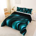 thumbnail image 2 of Castle Fairy 3D Metallic Teal Wave Queen Comforter Set 3 Pieces,Glossy Curved Abstract Texture Comforter Sets Queen,Teal Black,Black Reversible,1 Comforter and 2 Pillowcases, 2 of 6