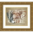 thumbnail image 1 of Longfellow Designs 17x15 Gold Ornate Wood Framed with Double Matting Museum Art Print Titled - Peace Love Coffee, 1 of 4
