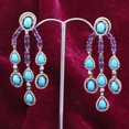 thumbnail image 3 of Natural Turquoise Amethyst,Diamond Gemstone 925 Sterling Silver Earrings, 3 of 3