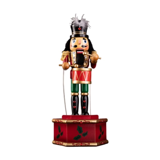 Figura de cascanueces de Navidad Muñeco de cascanueces de madera Caja de música Caja musical Decoración navideña para dormitorio Estante Sala de estar