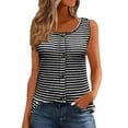 thumbnail image 2 of Going Out Tops for Women Women Tank Tops Women's Spring And Summer Casual Button U-neck Black S, 2 of 5