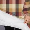 thumbnail image 3 of Oversized Wearable Blanket Hoodie,Brown Beige Green and Red Checkered Pattern Sherpa Blanket Hoodie with Super Pockets,Super Warm Fuzzy Pullover for Women & Men, 3 of 6