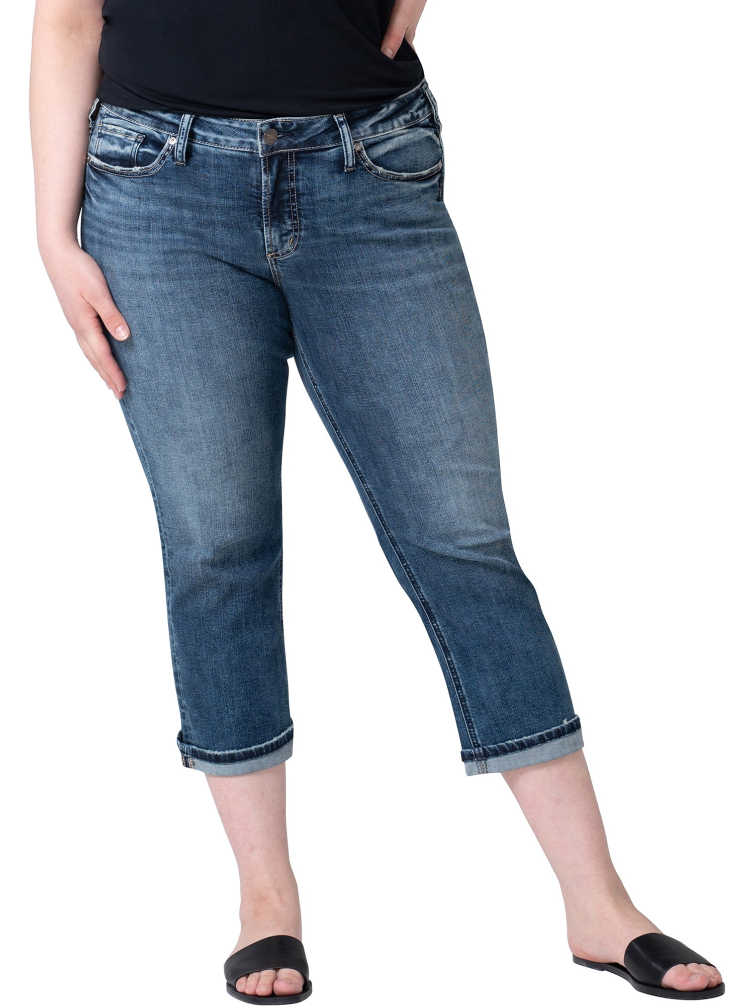 Silver Jeans Co. Women's Plus Size Elyse Mid Rise Capri