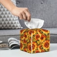 thumbnail image 4 of Tissue Box Cover, watercolor sunflowers Aesthetic cute Leather Tissue Box Holder - Tissue Case Facial Paper Organizer for Bathroom, Vanity Countertop, Tabletop, Car, Night Stands, 4 of 7
