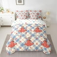 thumbnail image 3 of Manfei Kawaii Anime Girl Twin Bedding Sets 7-Piece for Kids, Blue Wheat Buffalo Plaid Bedding Comforter Set, Cartoon Love Heart Reversible Sheet Sets, Ultra Soft Bedroom Decor, 3 of 8