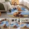 thumbnail image 5 of Highland Cow 8FT Round Area Rugs for Living Room Rustic Art Calf in A Lush Farmhouse Grassland Ultra-Thin Non-Slip Round Rugs Machine Washable Low Pile Circle Carpet for Bedroom Kitchen Nursery, 5 of 9
