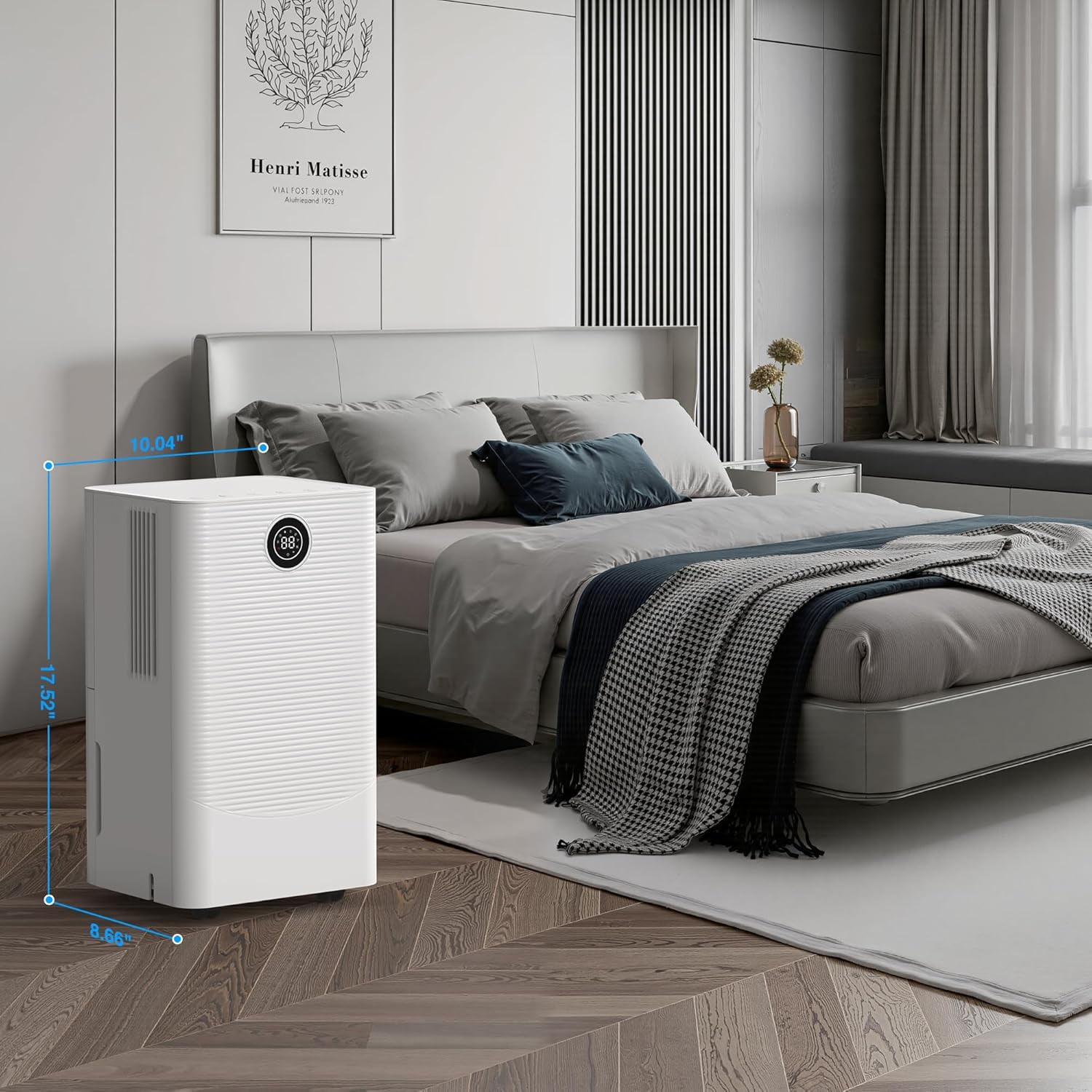 WAA 24 Pint Dehumidifier Auto/Manual Drainage,3 Modes,24H Timer,Auto Defrost (Home/Basement,Drain Hose)