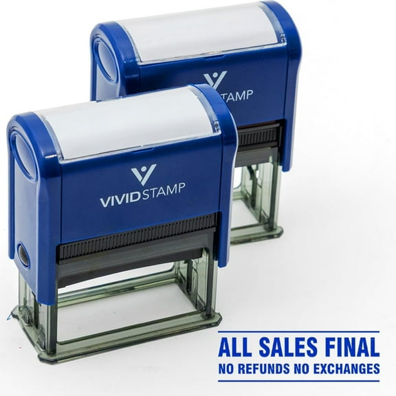 All Sales Final No Refunds No Exchanges Self Inking Rubber Stamp (Blue Ink) - X-Large 2 Pack