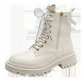 thumbnail image 2 of B91xZ Bottes Chelsea Plateforme Confortables à Enfiler Imperméables en Cuir, Beige 6.5, 2 of 4