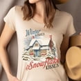 thumbnail image 4 of Winter House Graphic T-Shirt | Cozy Snow Scene Tee for Men Women Kids, Light Pink, Size L, 4 of 6