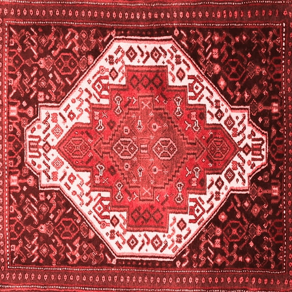 Ahgly Company Indoor Square Medallion Red Traditional Area Rugs, 8' Square