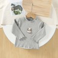 thumbnail image 5 of mgoYE Girls' Lettuce Trim Ribbed Shirts Cotton Blend Long Sleeve Crew Neck Base Layer Slim Fit Trendy Tops(Grey,4-5 Years), 5 of 6