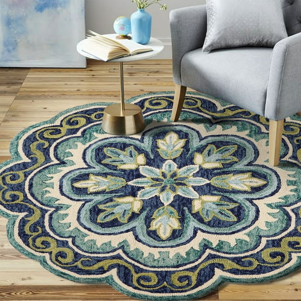 Lr Home Dazzle Fantastic Floral Blue Indoor Area Rug 6 Ft X 6 Ft Walmart Com Walmart Com