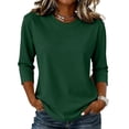 thumbnail image 2 of Womens Cotton Casual 3/4 Sleeve T Shirts Crew Neck Loose Fit Tops Solid Basic Tops Tees, 2 of 6