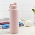 thumbnail image 3 of Mainstays 40 fl oz Pearl Blush Pink Solid Print Insulated Stainless Steel Water Bottle with Narrow Mouth Chug Lid, 3 of 9