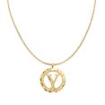 thumbnail image 1 of 14k Yellow Gold Round Wreath Initial Letter 'Y' Pendant with 1.2mm Rolo Chain, 1 of 5