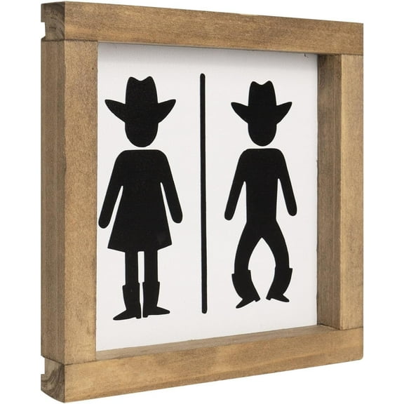 Western Bathroom Decor Southwestern Cowboy Cowgirl Wall Art Wooden Restroom Signs Country Half Bath Shelf Table Door Rustic Home Decoration