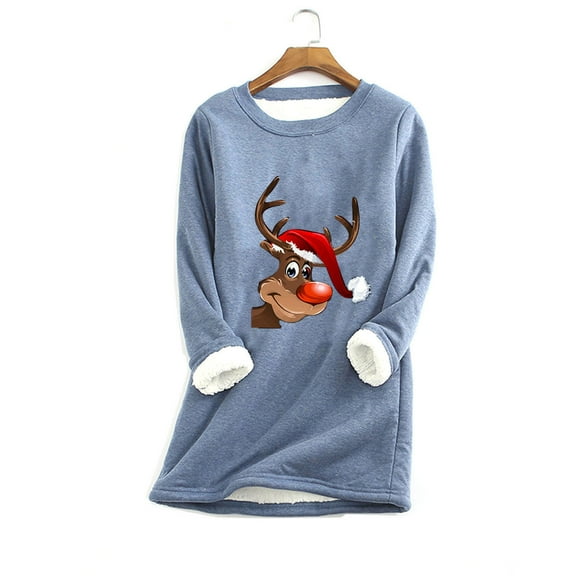 Tejiojio Women Warm Fleece Sherpa Lined Sweatshirt Crewneck Pullover Loungewear Sport tops