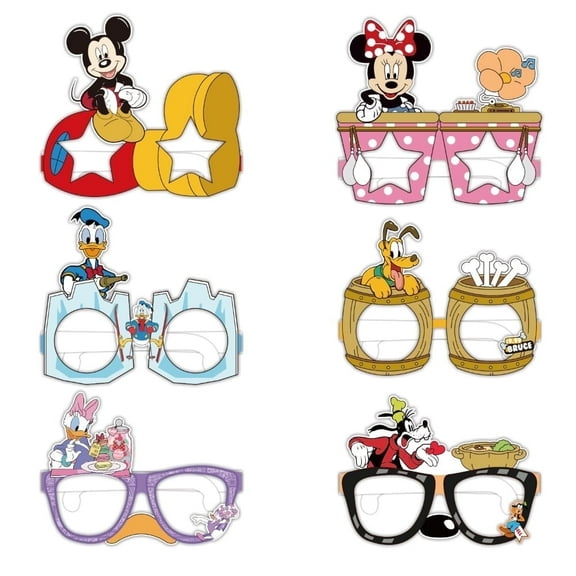 24PCS  Cute Mouse Clubhouse Paper Party Glasses Birthday Party Decoration Supplies PhotoStudio Props Birthday Game Prop Gift.