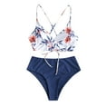 thumbnail image 1 of Kcodviy Print Bikini Flower Size Water Shorts Beachwear Sets Two Women Swimsuits Two Cute Shorts Split Swimsuit Plus Piece Swimwears Tankinis Set Swimwears Tankinis Set, 1 of 6