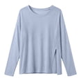 thumbnail image 5 of TAGOLD Womens Blouses & Shirts Solid Color Crew Neck Split Long Sleeve Loose Casual Sunscreen Top, 5 of 5