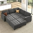 thumbnail image 5 of HONBAY Modern 100% Polyester Fiber Reclining Convertible Sleeper Sofa Bed, Grey, 5 of 7