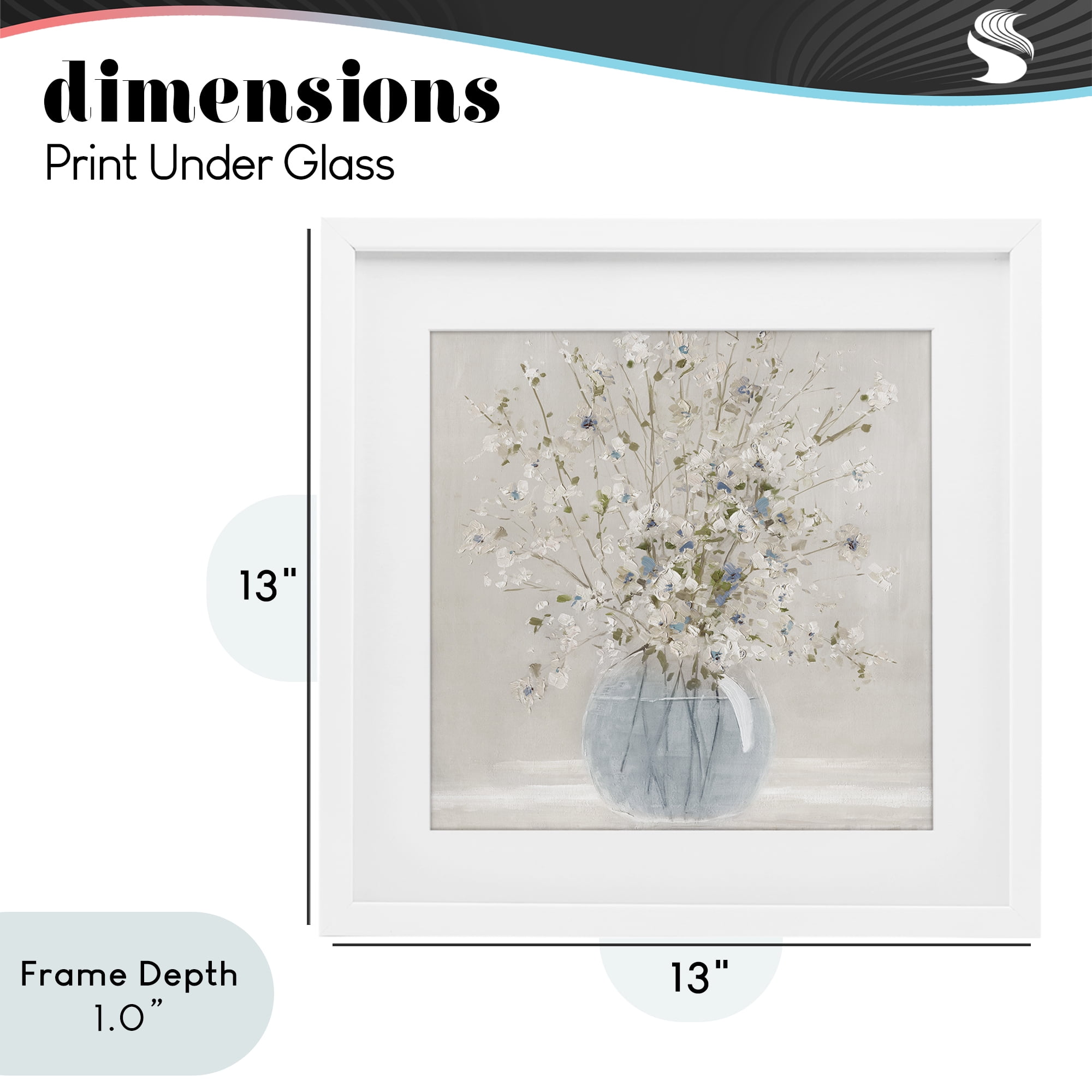 Stupell Industries Subtle Glass Vase Bouquet White Framed Print Under Glass, design by Carol Robinson