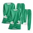 thumbnail image 2 of Puntoco Conjunto De 2 Piezas De top De Manga Larga Cálido De Terciopelo Grueso Con Bolsillo Y Cuello Redondo De Color Liso Para Mujer Verde Xxl, 2 of 3