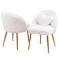 thumbnail image 2 of Hobooment Makeup Chair Comfy Vanity Stool for Bedroom, Living Room or Home Office Compact Accent Chair Small Office Chair with Plush Faux Fur Rabbit Hair, White, 2 of 9