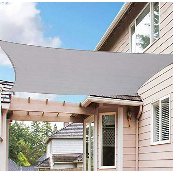 Shade&Beyond 7'x13' Sun Shade Sail Rectangle Canopy Sail Sunshade UV Block for Patio Yard Backyard Light Grey