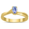 thumbnail image 1 of SZUL Women's Solitaire Oval 5X3MM Tanzanite Gemstone Twist Ring in 10K Yellow Gold, 1 of 4