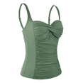 thumbnail image 2 of Mycoco Women Tankini Tops Ruched Padded Swim Top Tummy Control Bathing Suit Top Padded Swimsuit Top, 2 of 5