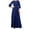 A-Navy49, variant on Women's Three Quarter Sleeve Belted Maxi Dress Pockets Round Neck Formal Evening Party Gown