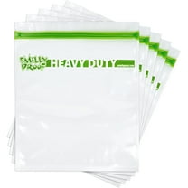 Smelly Proof Reusable Freezer Bags, Large Heavy Duty, PEVA & BPA Free, 10"x8.5", 5-Pk